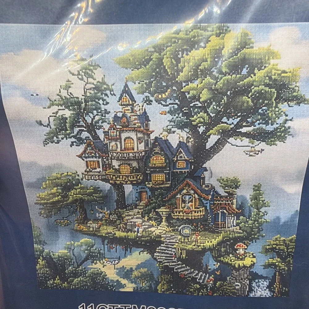 Stamped Cross Stitch Kits Printed Fantasy Tree Embroidery Kit DIY Home Cross Set